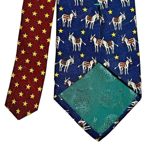 Tommy Hilfiger Democrat Donkey Necktie 100% Italian Silk Tie Election Stars Navy - Picture 4 of 8